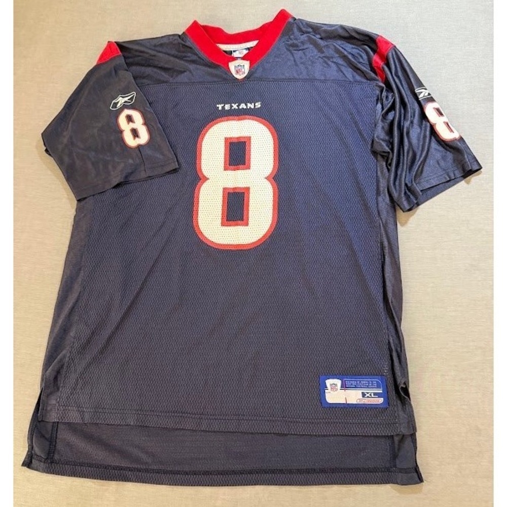 Houston‎ Texans Jersey Number Carr #8 Reebok NFL Blue XL Reebok Short Sleeve.